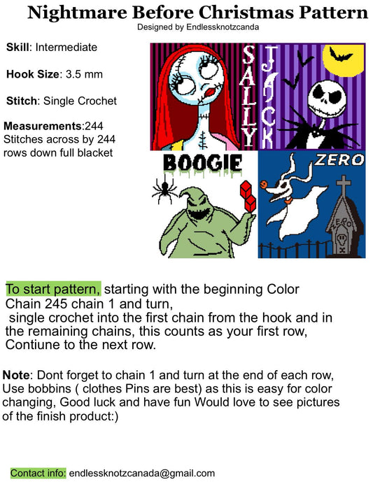 Spooky Characters 3 options Graphghan Crochet Pattern ( leaving end of October) NBC