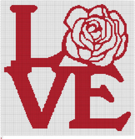 Love Rose Throw Graphghan Pattern-Valentines Day Pattern