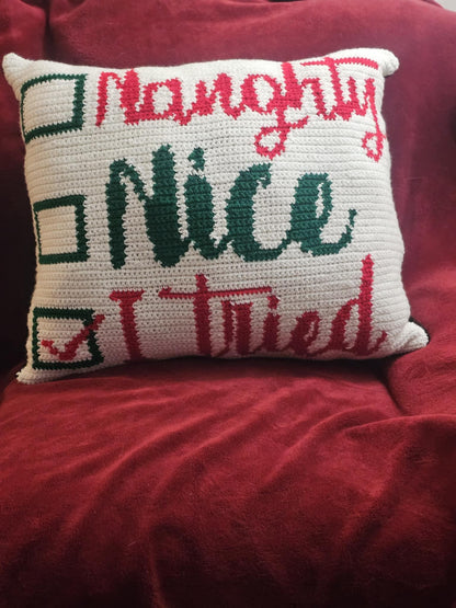 Santa I Can Explain Crochet Graphghan Christmas Pillow