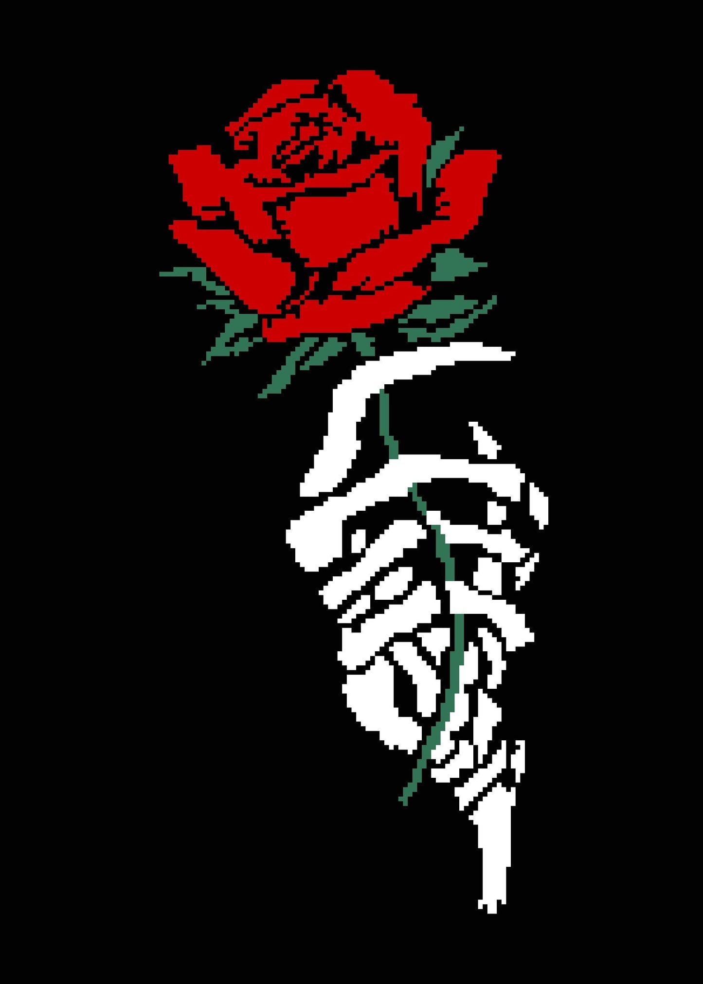 Rose Skull Hand Graphghan Pattern