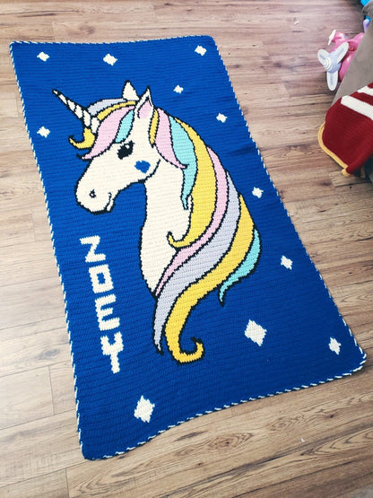 Twin Size Unicorn Beauty Graphghan Pattern