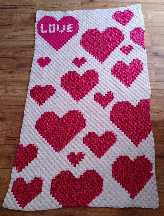 Hearts Galore Throw Graphghan Pattern-Valentines Day Pattern