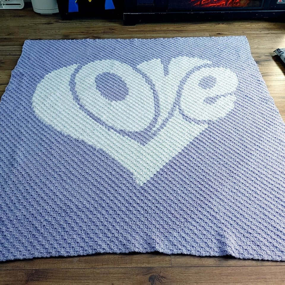 C2c Purple Love Graphghan Pattern-Valentines Pattern, Love crochet