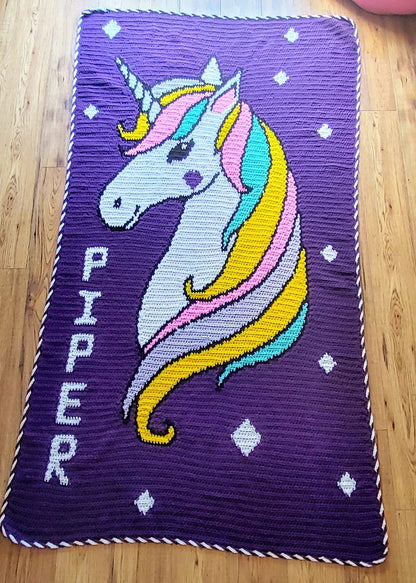 Custom Twin size Unicorn Beauty Graphghan Pattern