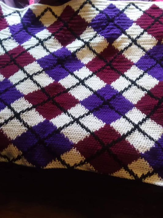 Diamond Plaid Throw Graphghan Pattern