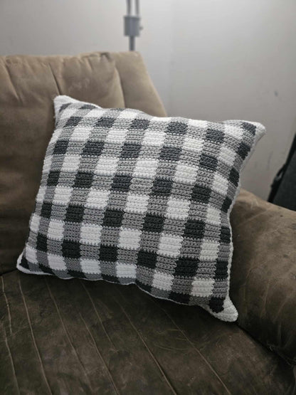Plaid Leaves Crochet Graphghan Pillow