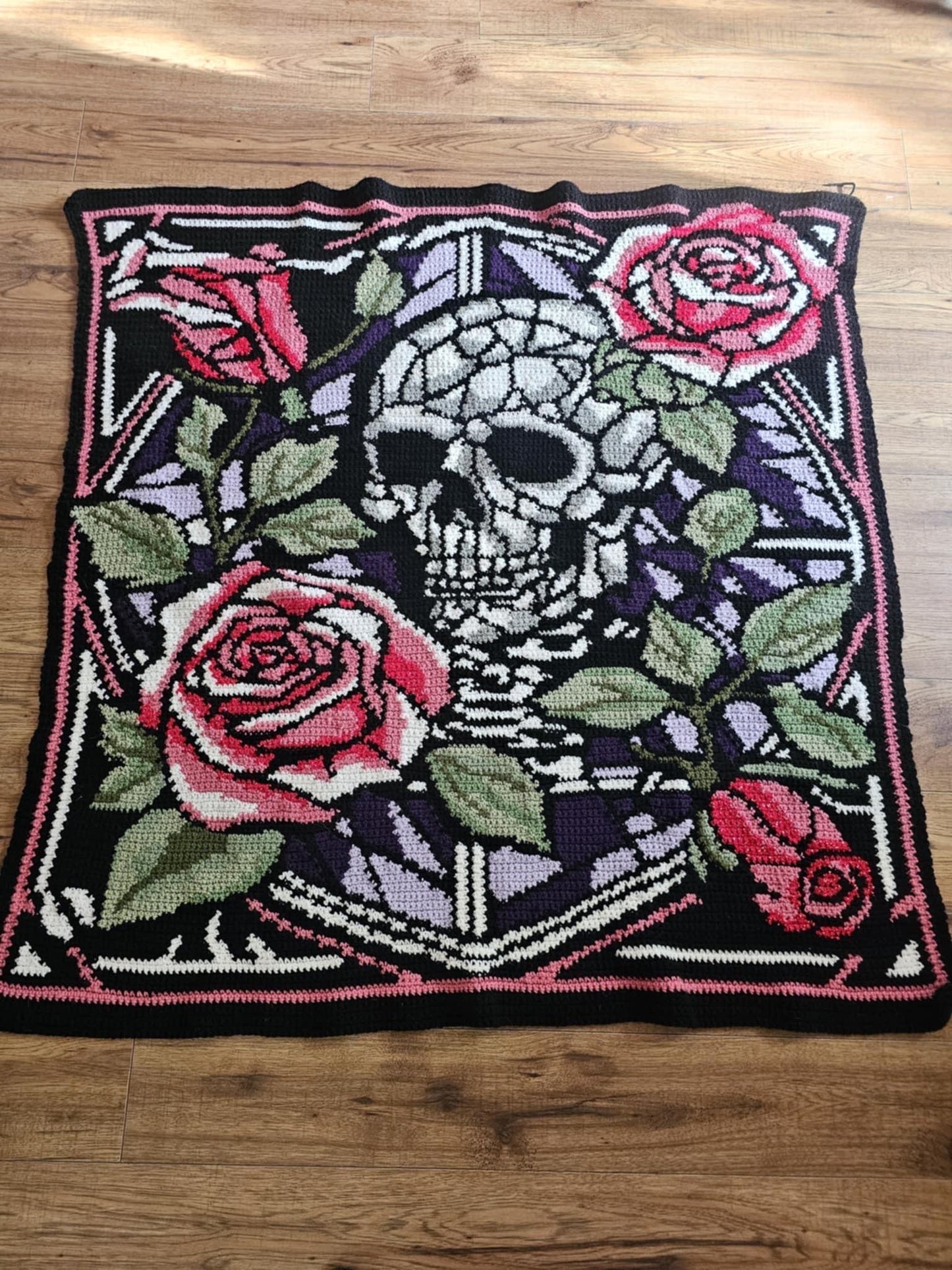 Stained Glass Skull Crochet Graphghan Pattern