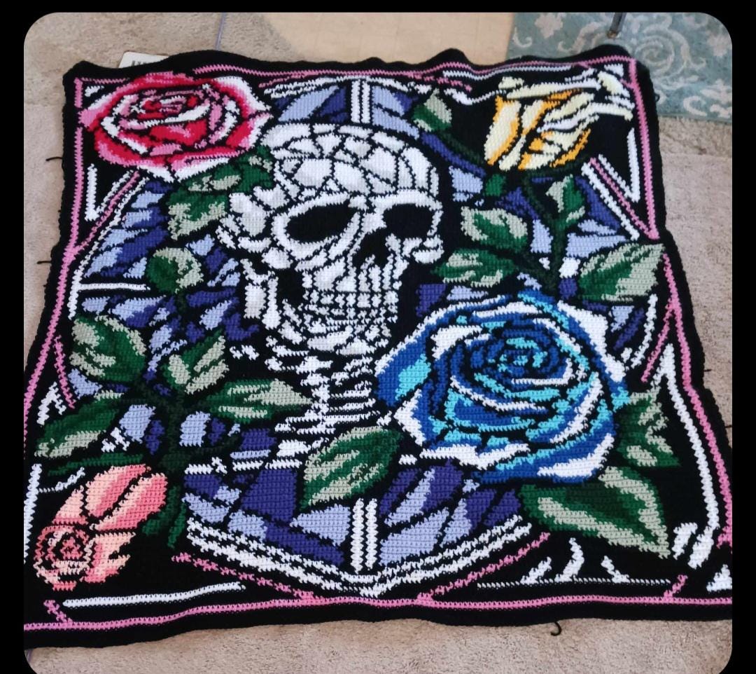 Stained Glass Skull Crochet Graphghan Pattern
