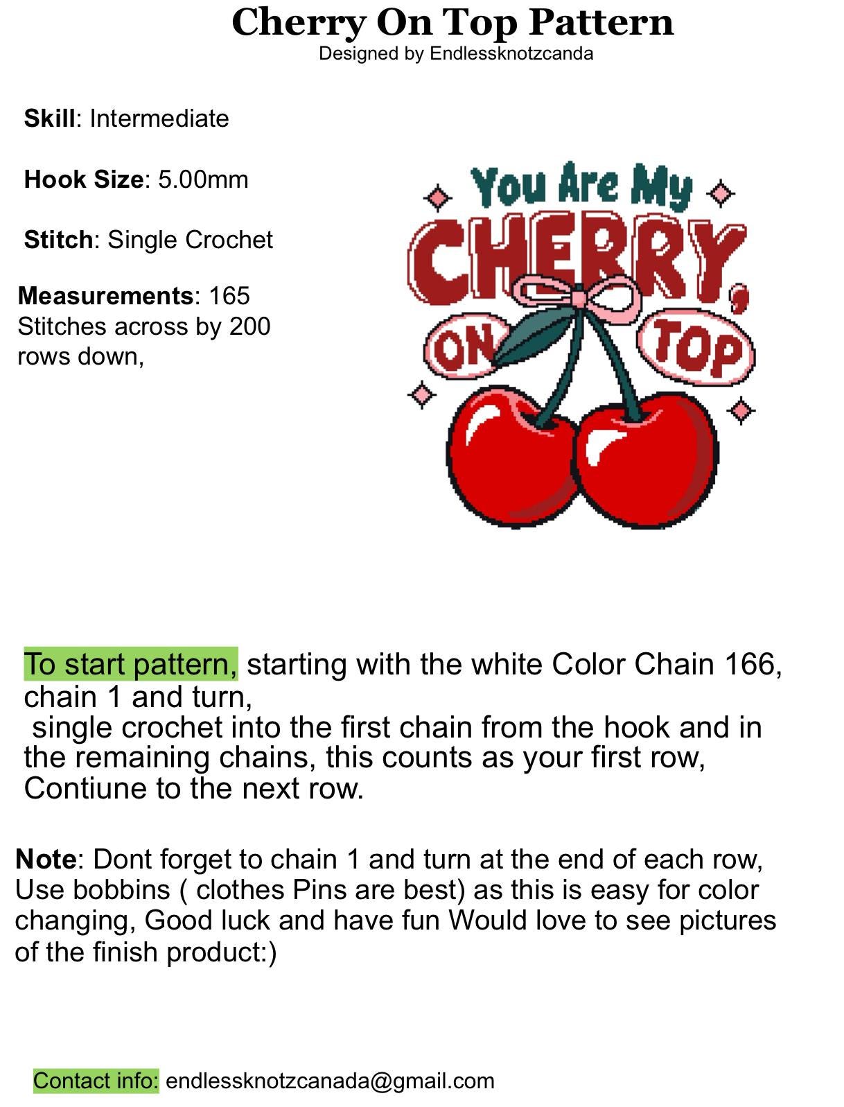 Cherry On Top Graphghan Crochet Pattern