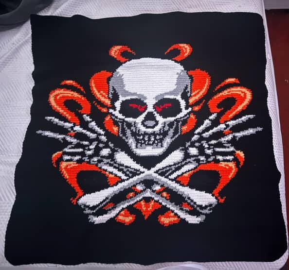 Skull On Fire Graphghan Crochet Pattern