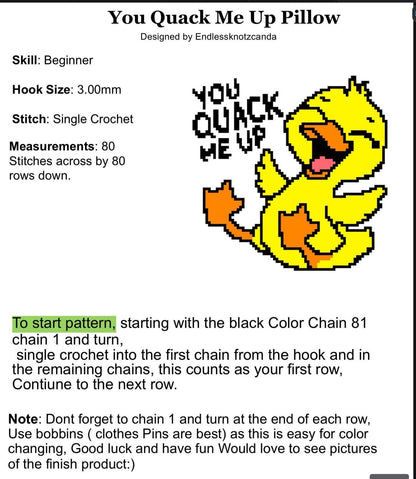 You quack Me Up tapestry/pillow Crochet Graphghan Pillow Pattern