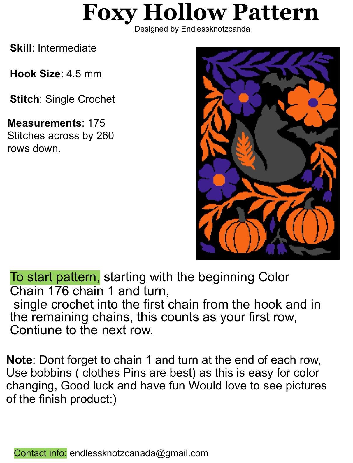 Foxy Hollow Crochet Graphghan Pattern