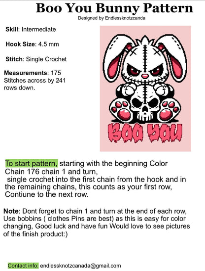 Boo you Bunny Crochet Graphghan Pattern