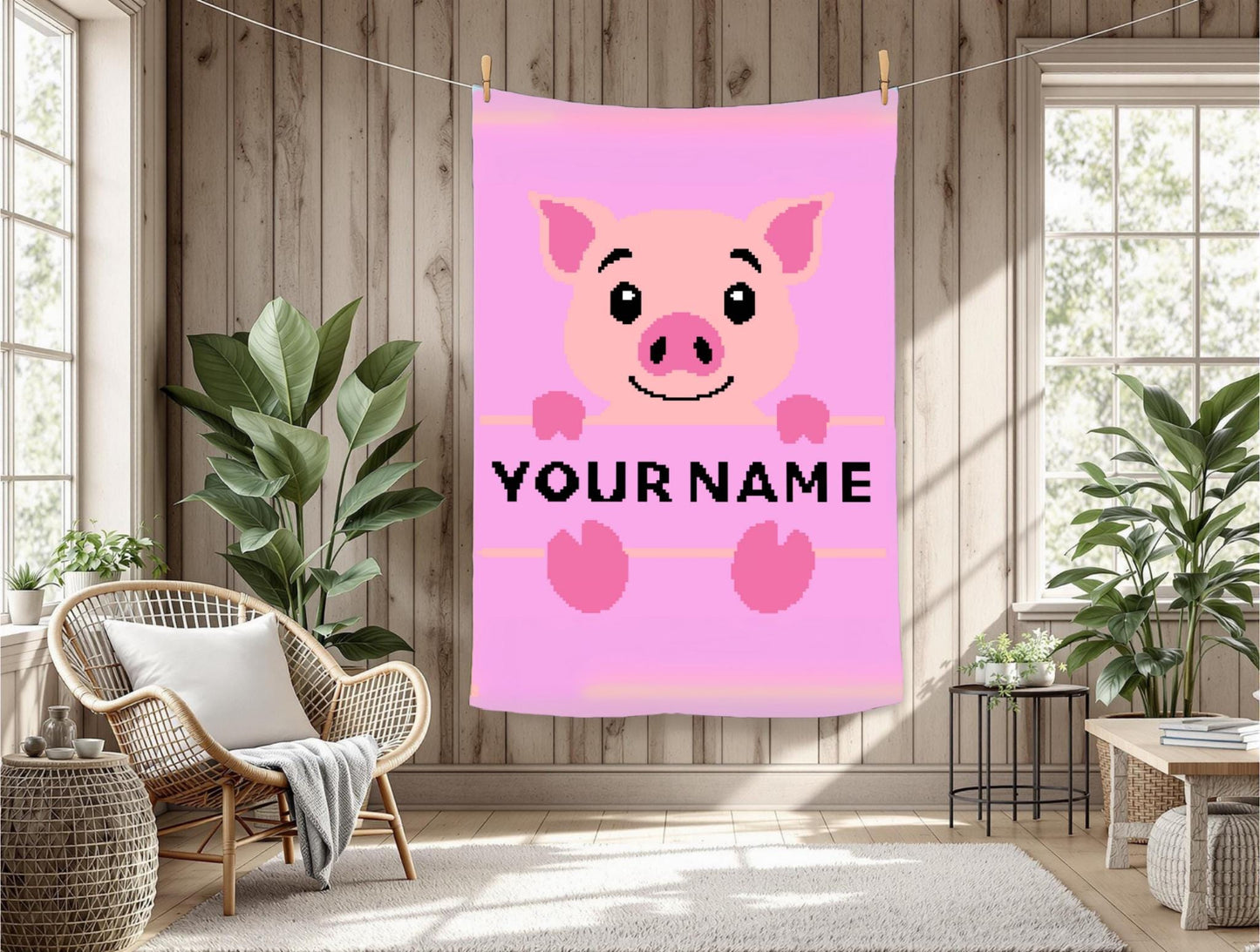 Custom Baby size Pig Graphghan Pattern