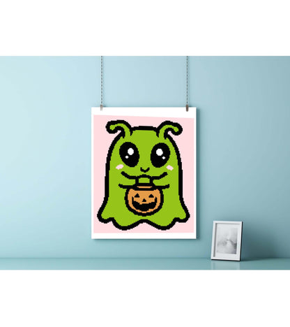 Trick Or Treat Ghost Tapestry Crochet Graphghan Pattern