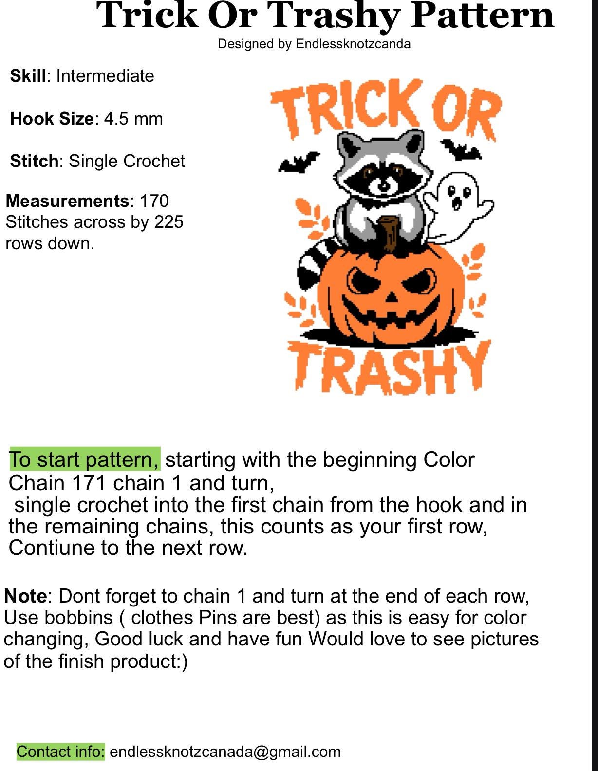 Trick or Trashy Crochet Graphghan Pattern