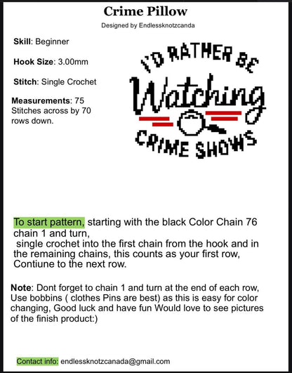 Crime tapestry/pillow Crochet Graphghan Pillow Pattern