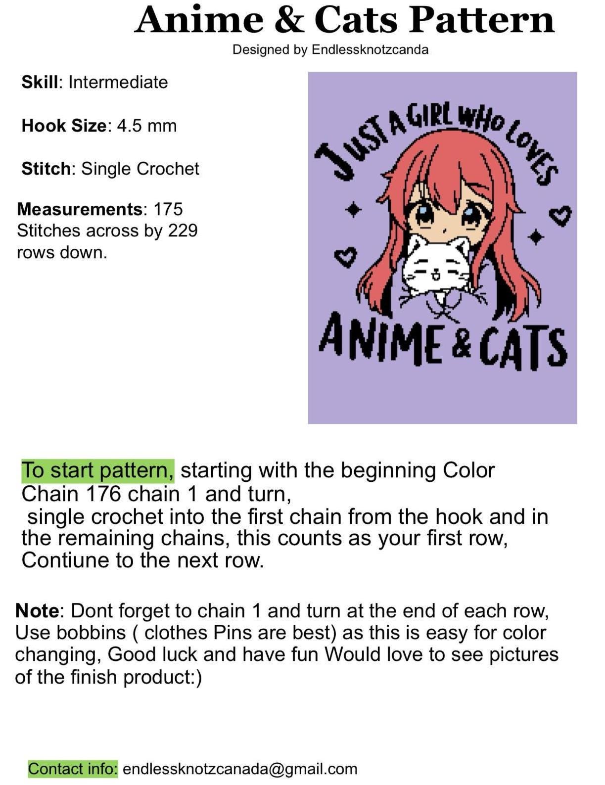 Anime & Cat Crochet Graphghan Pattern