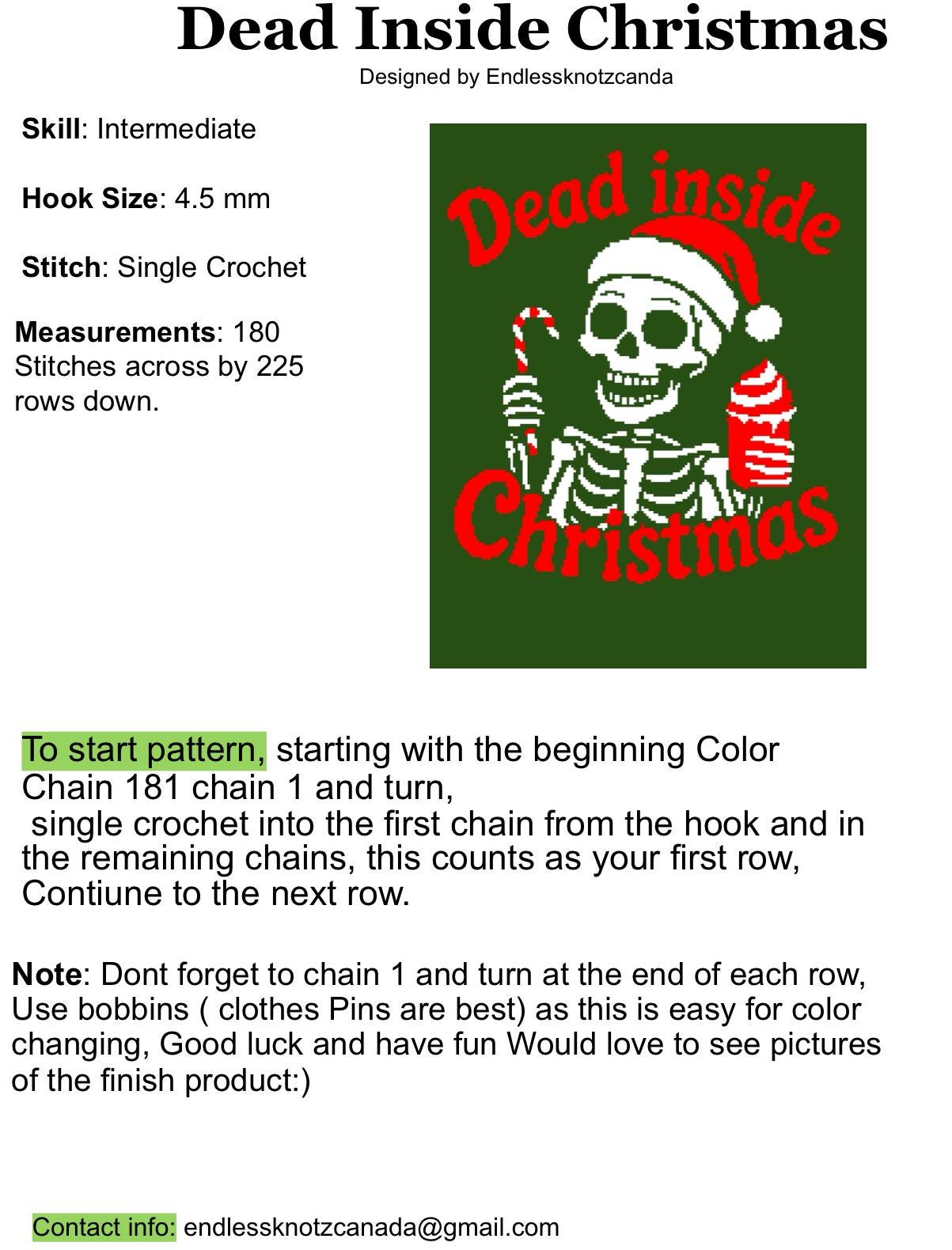 Dead Inside Christmas Graphghan Crochet Pattern