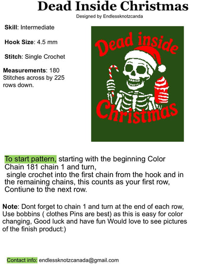 Dead Inside Christmas Graphghan Crochet Pattern
